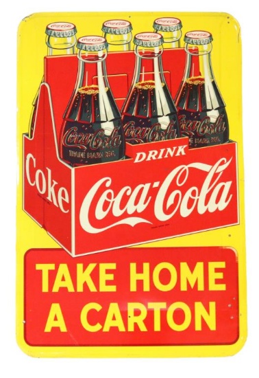 Drink Coca-Cola Take Home A Carton Tin Sign