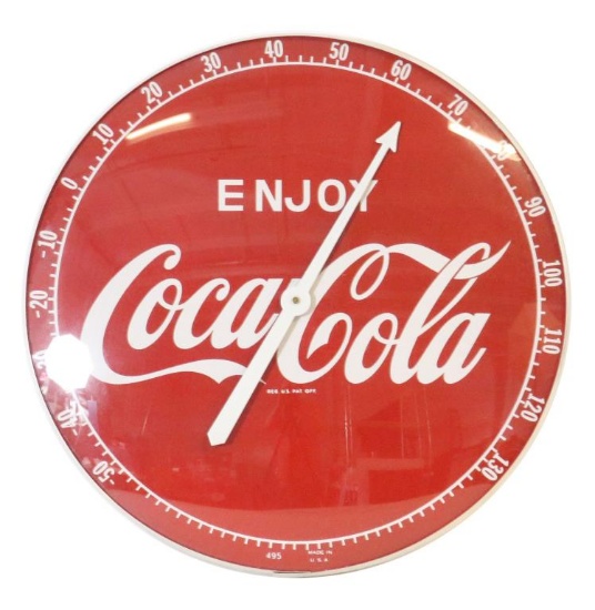 Large Enjoy Coca-Cola Glass Front Thermometer