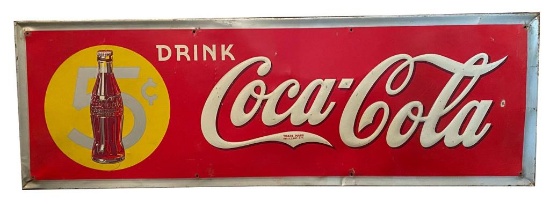 5 Cent Drink Coca-Cola Embossed Tin Sign