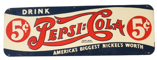 Drink Pepsi-Cola Double Dot Tin Tacker Sign