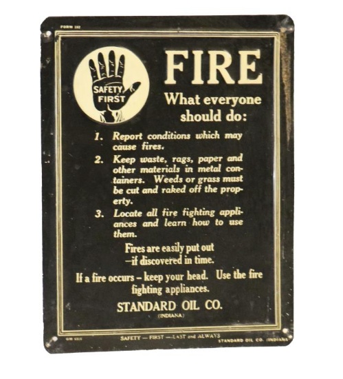 Standard Oil Company Safety First Embossed Fire
