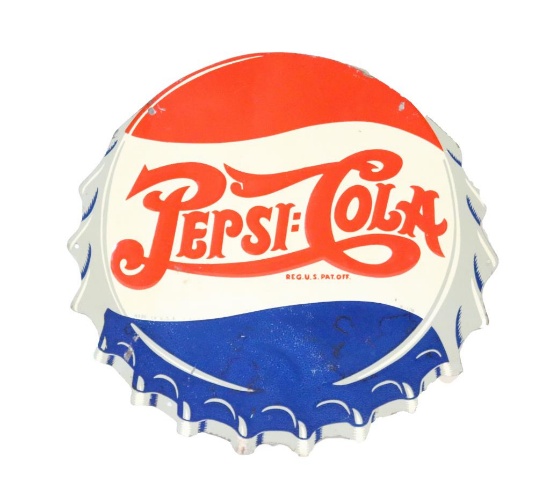 Double Dot Pepsi-Cola Embossed Bottle Cap Sign