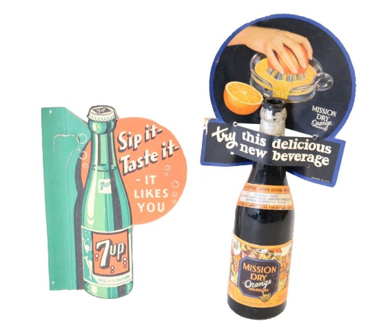 Mission Orange & 7UP Cardboard Bottle Toppers