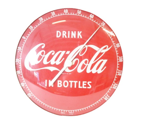Drink Coca-Cola in Bottles Glass Front Thermometer