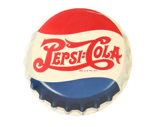 Pepsi-Cola Celluloid Bottle Cap Sign