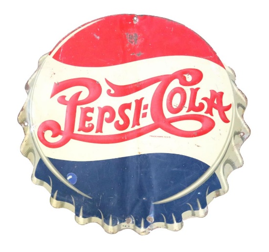 Pepsi-Cola Bottle Cap Embossed Sign