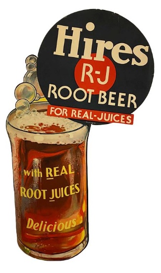 Hires RJ Root Beer Diecut Paper Sign