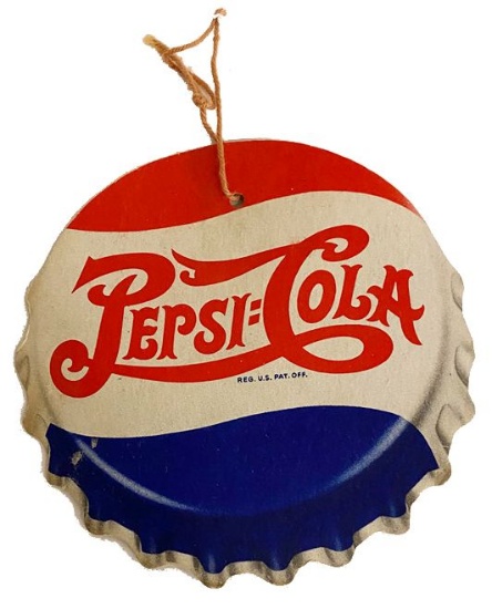 Pepsi Cola Bottle Cap Diecut Cardboard Fan Pull