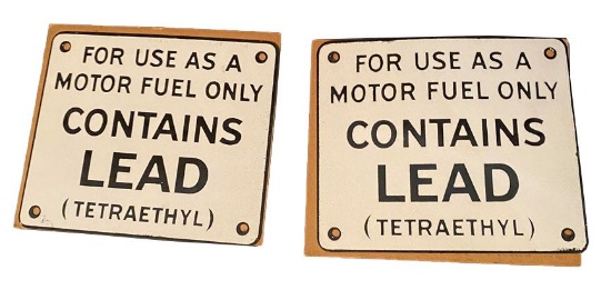 Pump Plate Contains Lead Sign Set