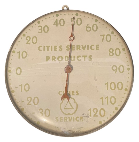 Cities Service Glass Thermometer
