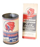 Red Indian Aviation Motor Oil Quart Can & Map