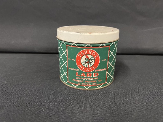 Parrott Meats Ft Wayne Ind. Tin Lard Can