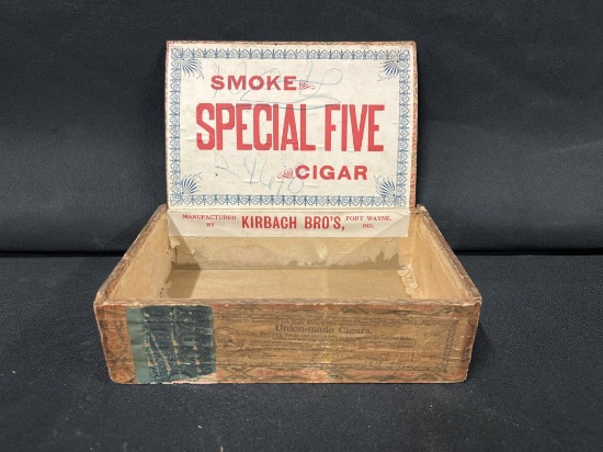 Kirbach Bro's Ft Wayne, Ind. Wood Cigar Box