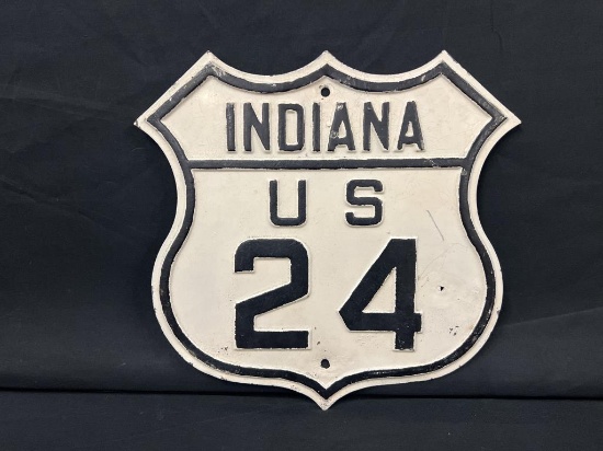 Indiana US 24 Embossed Steel Road Sign