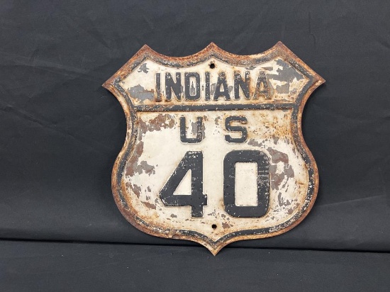 Indiana US 40 Embossed Steel Road Sign