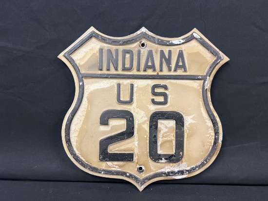 Indiana US 20 Embossed Steel Road Sign