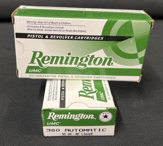 100 Rounds Remington UMC 380 Auto 95 GR MC