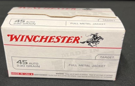 100 Rounds Winchester 45 Auto 230 GR FMJ