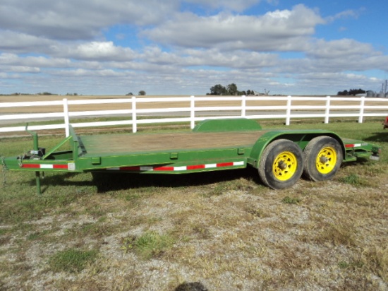 18' Bumper hitch flatbed green trailer