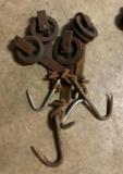 4 - MEAT HOOKS WITH TRACK ROLLERS