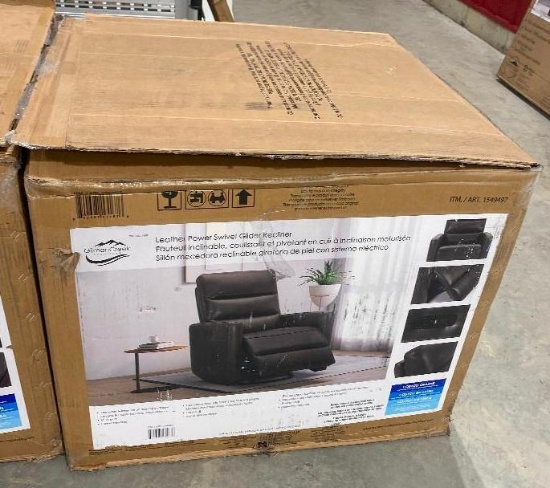 LEATHER POWER SWIVEL GLIDER RECLINER