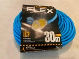 30 M OF 12/3 EXTENSION CORD, BLUE