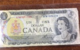 1 CANADIAN OTTAWA 1973 ONE DOLLAR BILL