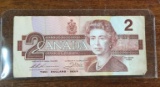 1 CANADIAN OTTAWA 1986 TWO DOLLAR BILL