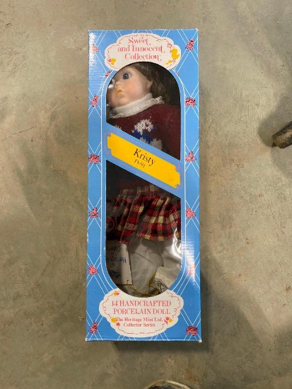 14 INCH HAND-CRAFTED PORCELAIN DOLL STILL IN BOX