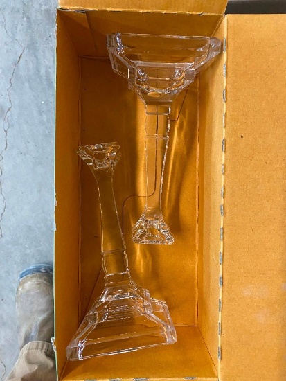 2 SMALL GLASS STANDS