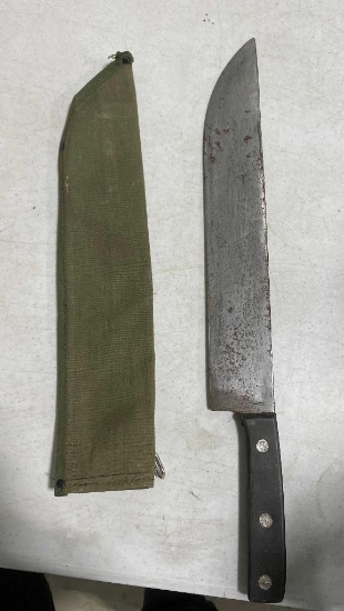 LARGE USED KNIFE WITH SLEEVE