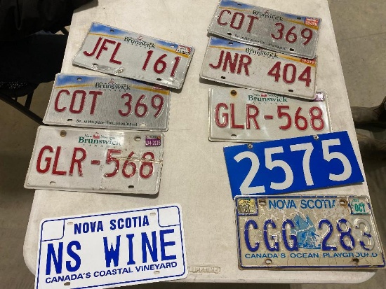 8 LICENSE PLATES AND A CIVIC SIGN