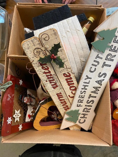 BOX LOT OF MOSTLY CHRISTMAS SUPPLIES