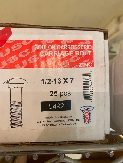 25 PIECES OF 1/2-13 IN X 7 IN CARRIAGE BOLT