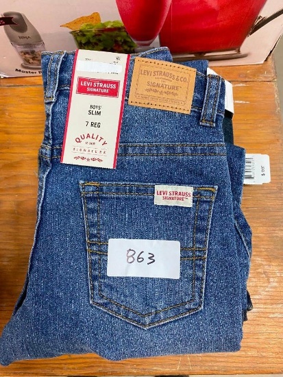 BOYS LEVI STRAUSS SLIM JEANS, SIZE 7 REG