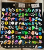 LARGE LOT OF CROC CHARMS AND DISPLAY