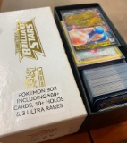 POKEMON BOX INCLUDING 500+ CARDS, 10+ HOLOS, AND 3 ULTRA RARES