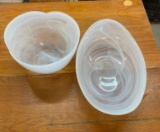 2 WHITE GLASS DISHES