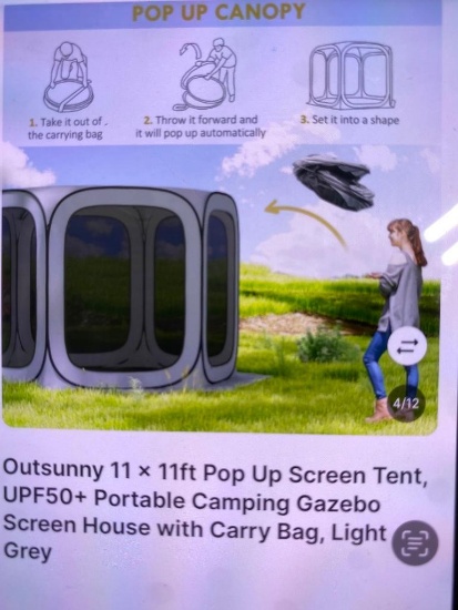 11 FT x 11 FT POP-UP SCREEN TENT
