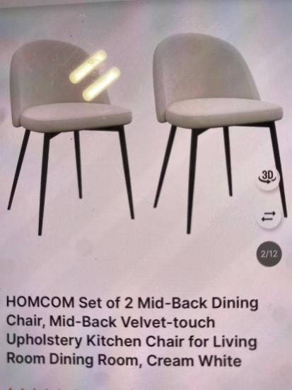 2 MID-BACK DINING CHAIRS IN CREAM WHITE
