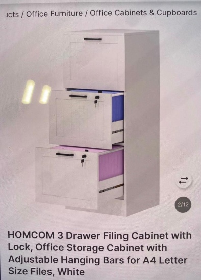 3-DRAWER FILING CABINET WITH LOCK