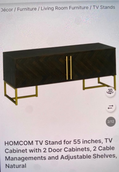 55 IN TV STAND WITH 2 DOOR CABINETS