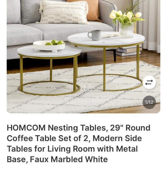 29 IN ROUND COFFEE TABLE, SET OF 2