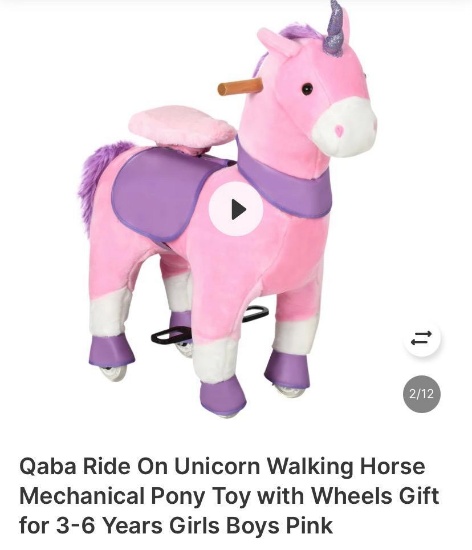 RIDE-ON UNICORN WALKING HORSE