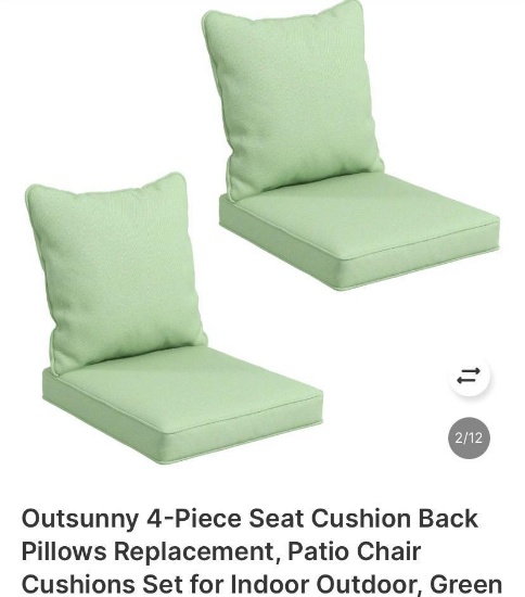 4PC SEAT CUSHION, BACK PILLOW REPLACEMENT, GREEN