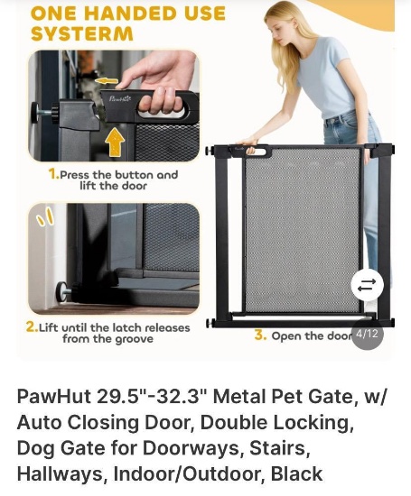 PET GATE WITH AUTO CLOSING DOOR