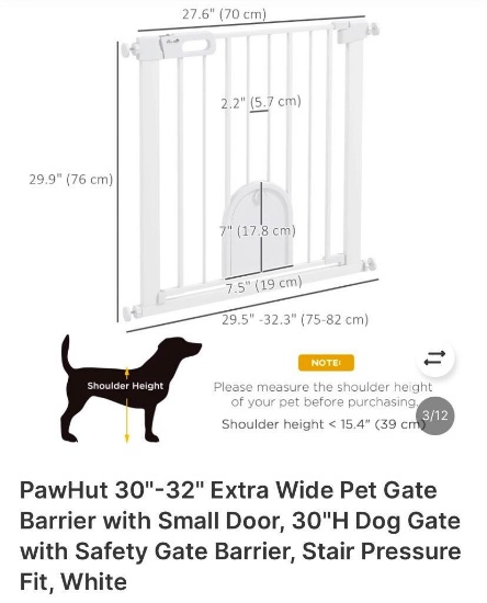 30IN-32IN EXTRA WIDE PET GATE WITH CAT DOOR