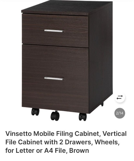 2-DRAWER FILE CABINET, BROWN