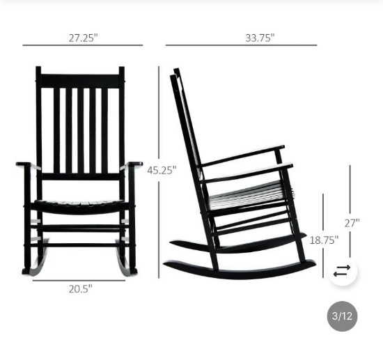 BLACK WOODEN PORCH ROCKING CHAIR