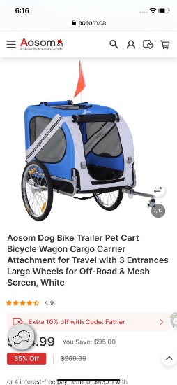 DOG BIKE TRAILER PET CART